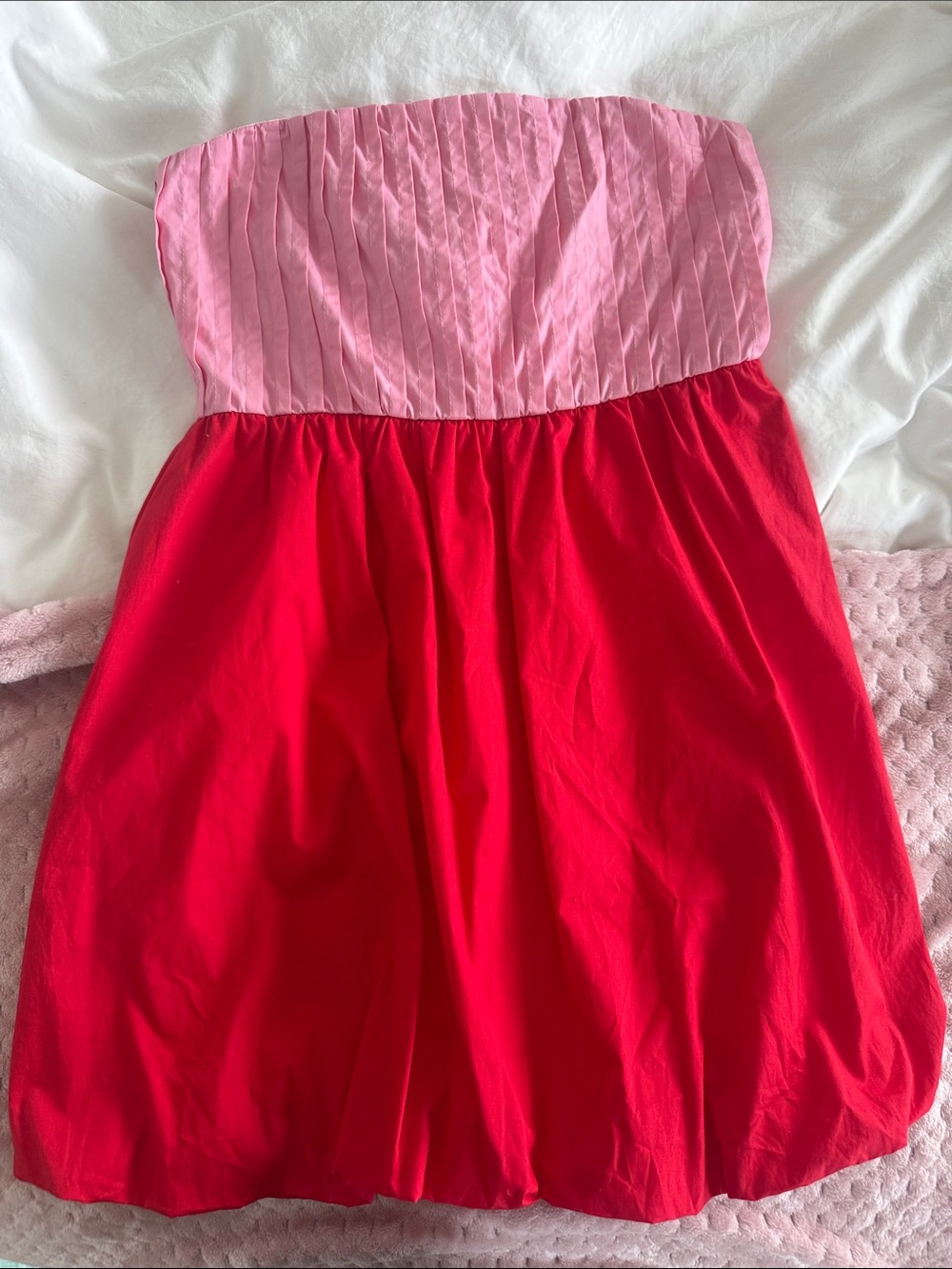 Strapless Pink and Red Mini Dress